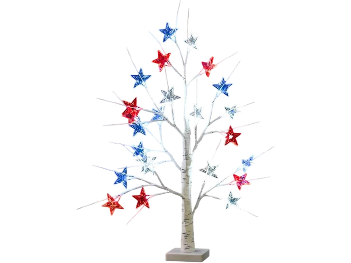 Árvore Iluminada Para Decoração Do Dia Da Independência (4 De Julho),
