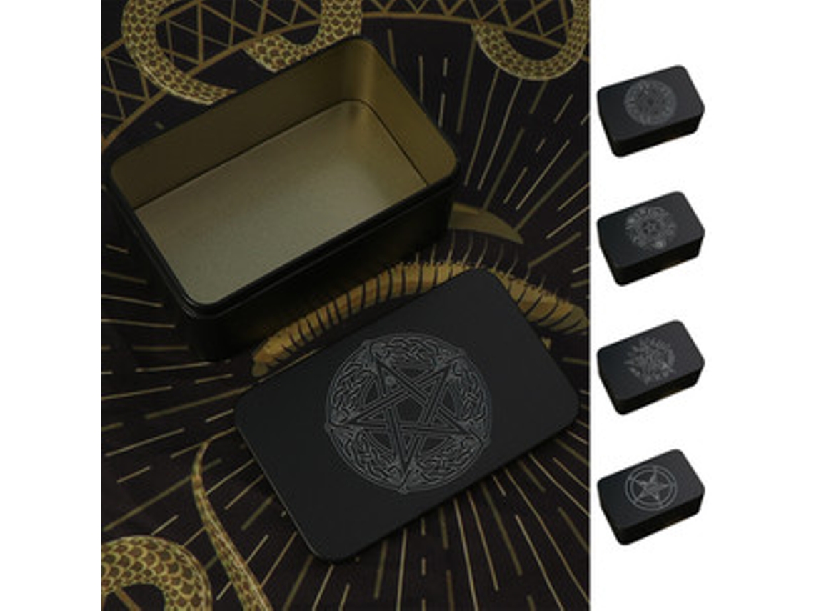 Caixa De Metal Para Cartas De Tarô Com Design De Sol E Lua, 5,12 X 3,27 Pol. Zeuxo