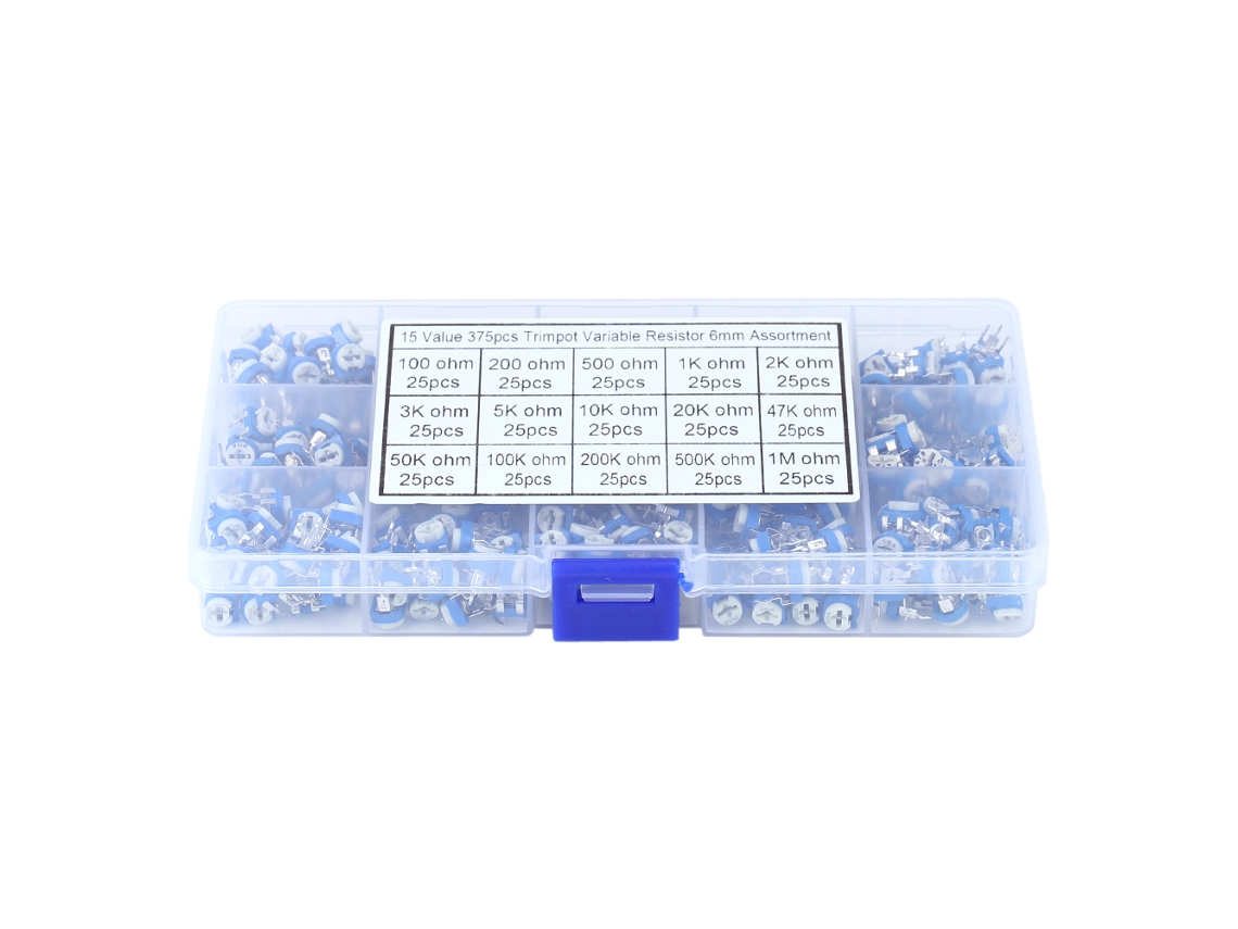 Kit de Potenciômetros Variáveis HKJ 15 Valores 375 Peças