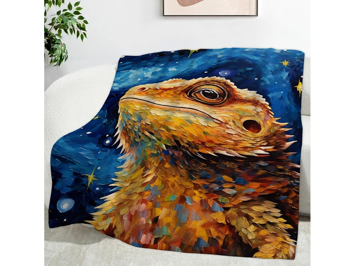 Manta Céu Estrelado Lagarto 150x200 Cm Multifuncional Macia Confortável em Flanela Ideal para Cama Escritório