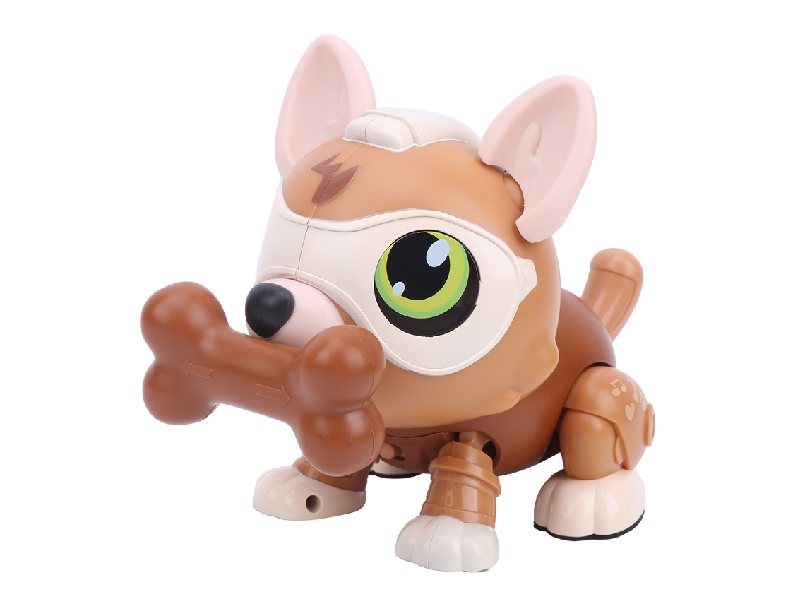 Primerox brinquedo Cachorro Robô Controle de Voz Sensor Inteligente Multifuncional Marrom