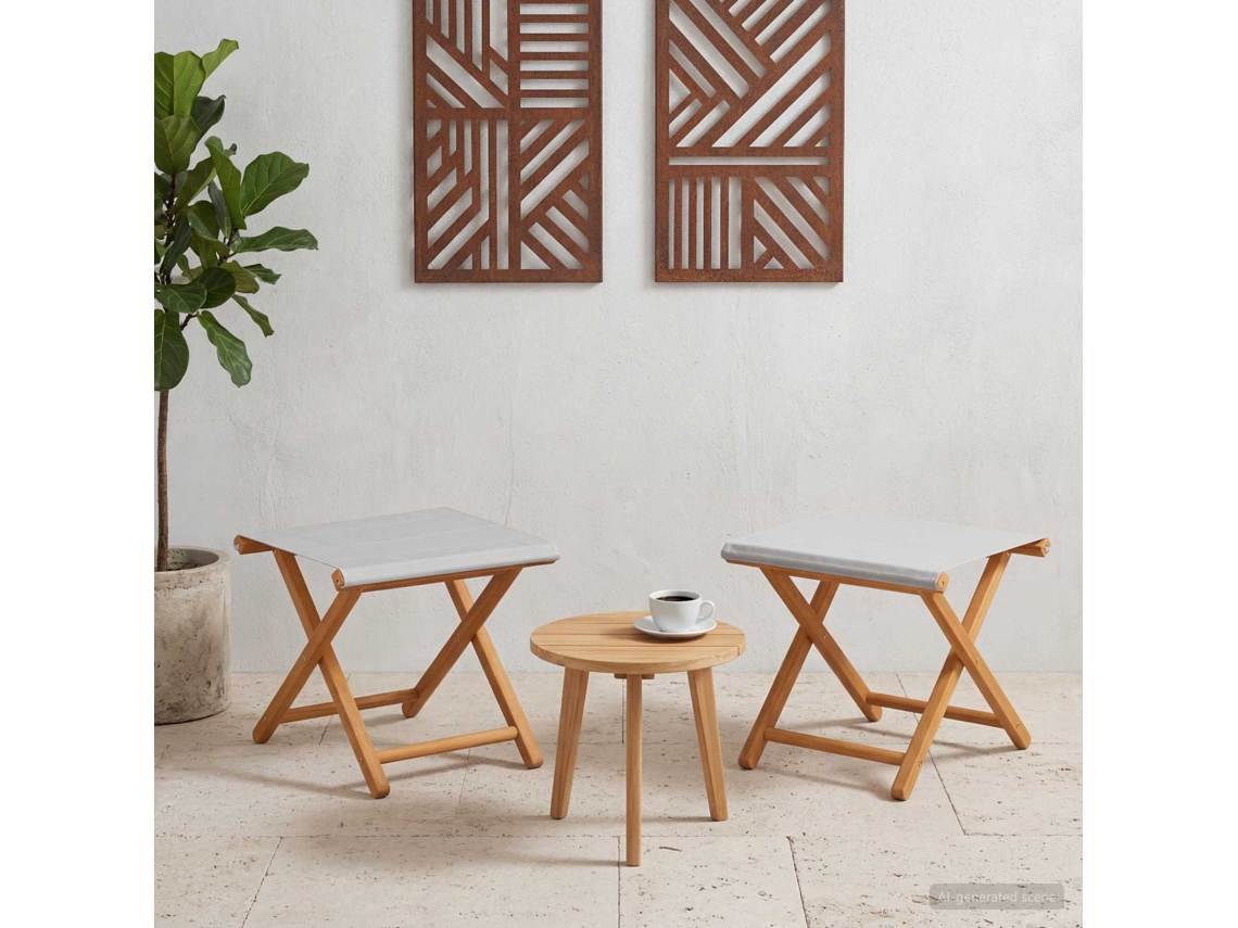 Vidaxl Cadeira De Deck 2 Pcs Madeira Sólida De Eucalipto Creme