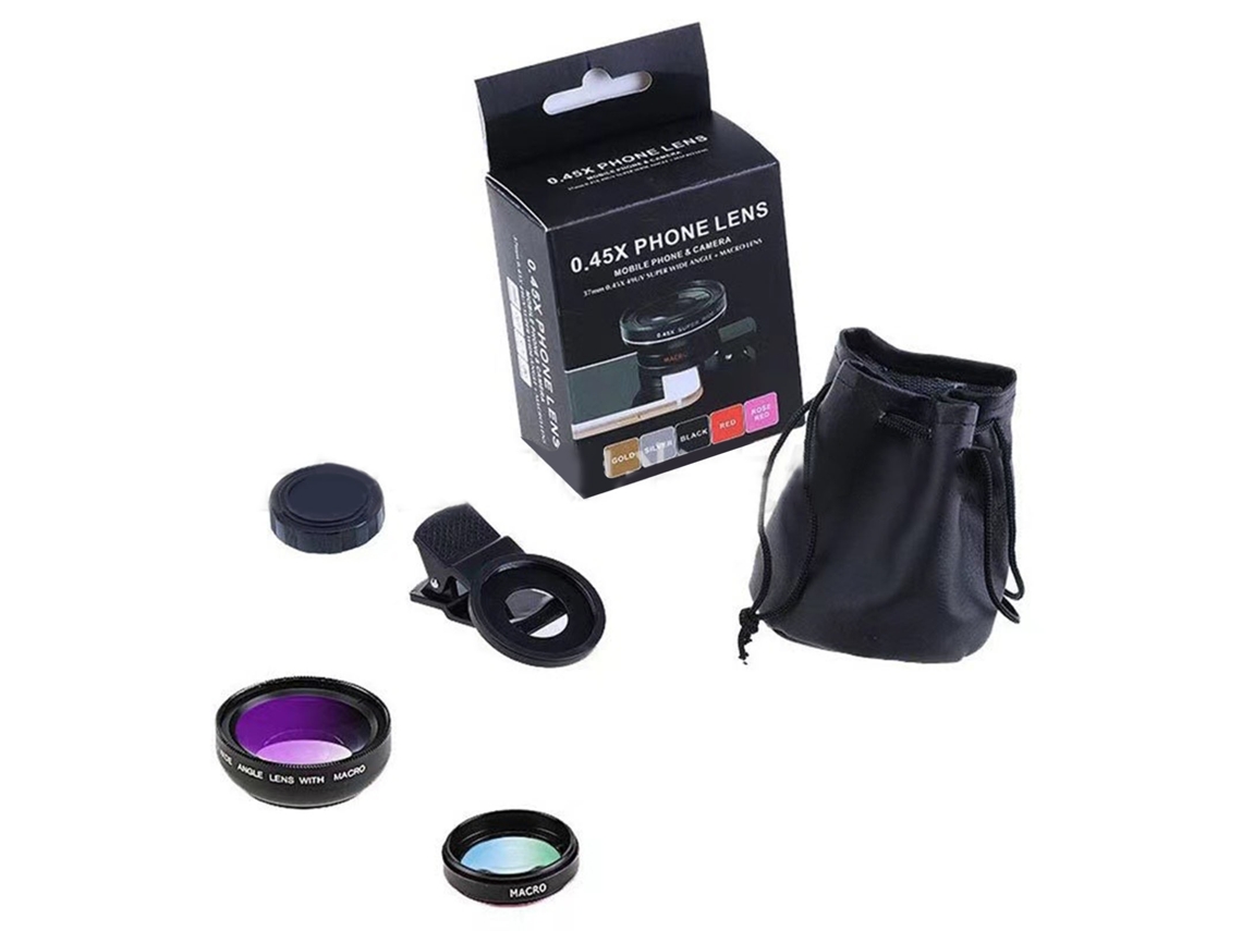 Lente De Cámara Para Smartphone Preto 0.45x Vidro Óptico Lente Macro E Ângulo Grande Para Transmissão Ao Vivo