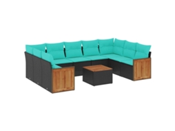 Conjunto de Sofá Jardim 3 Peças Almofadas Rattan Sintético MAISON EXCLUSIVE