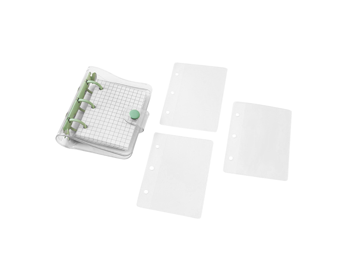 Pasta mini com 3 anéis transparentes, 80 páginas MARCA