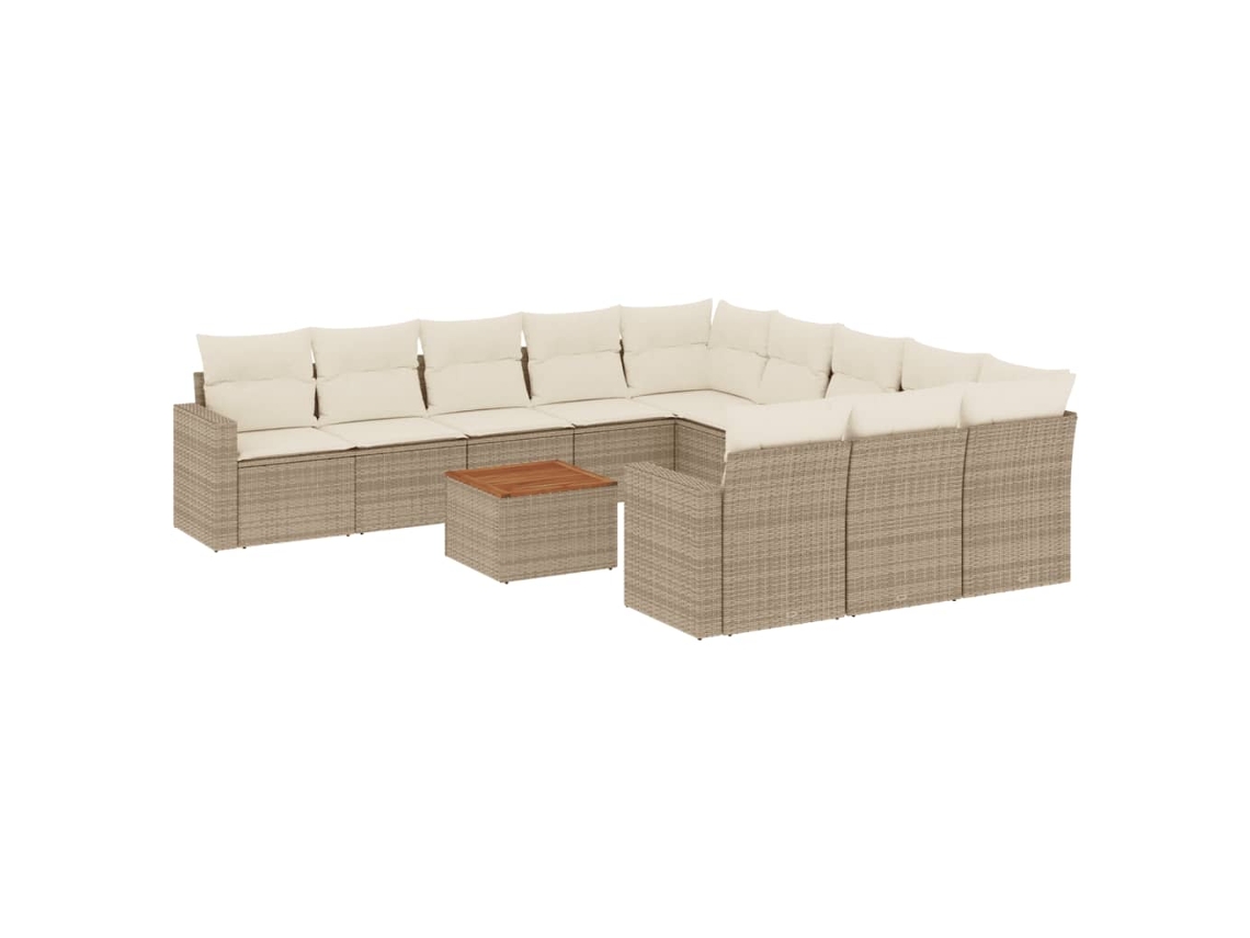 Conjunto de 12 Sofás para Jardim com Almofadões Vime Pe Bege MAISON EXCLUSIVE