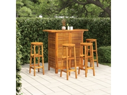 5 Pcs Conjunto De Bar Para Jardim Madeira De Acácia Maciça Dkd Home Decor