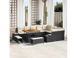Vidaxl Conjunto De Sofá De Jardim 12 Unid. 11-número De Lugares Preto