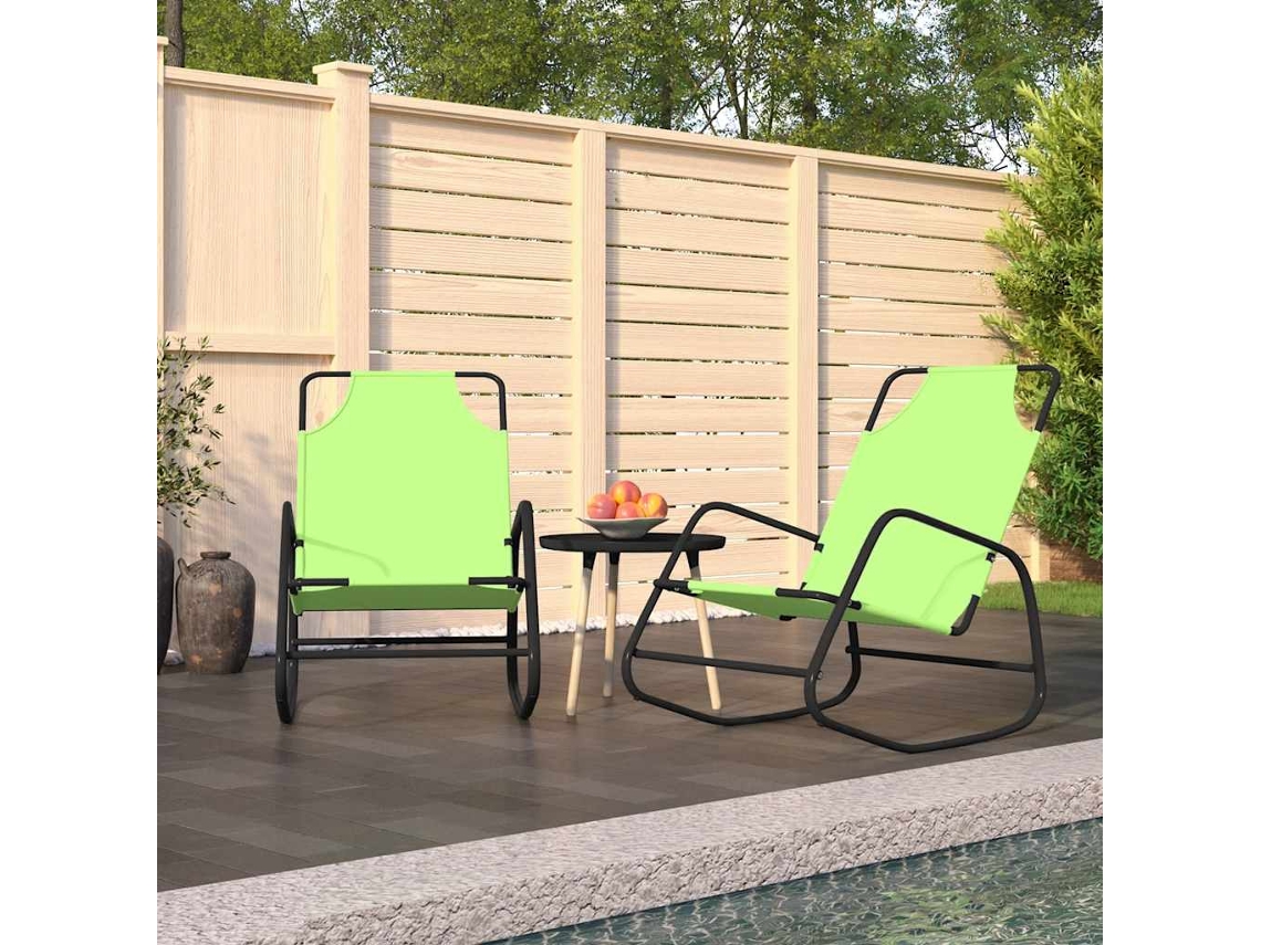 Vidaxl Espreguiçadeiras Baloiço 2 Pcs Aço E Textilene Verde