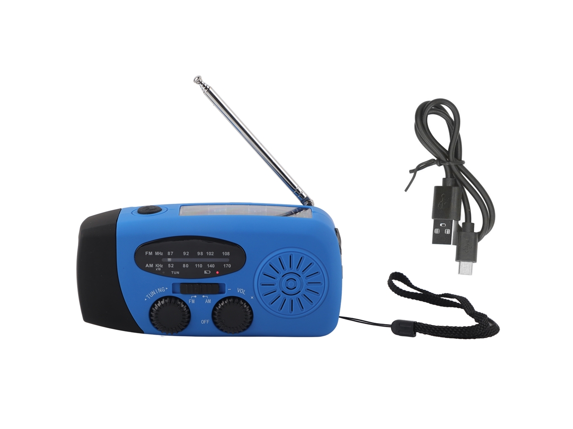 Rádio Solar de Manivela, Emergência Multifuncional, Led com Lanterna para Campismo Ao Ar Livre, Azul, Europa AQUAFORGE