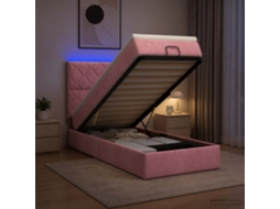 Vidaxl Cama Ottoman Com Colchão E Led Rosa 80 X 200 Cm Veludo
