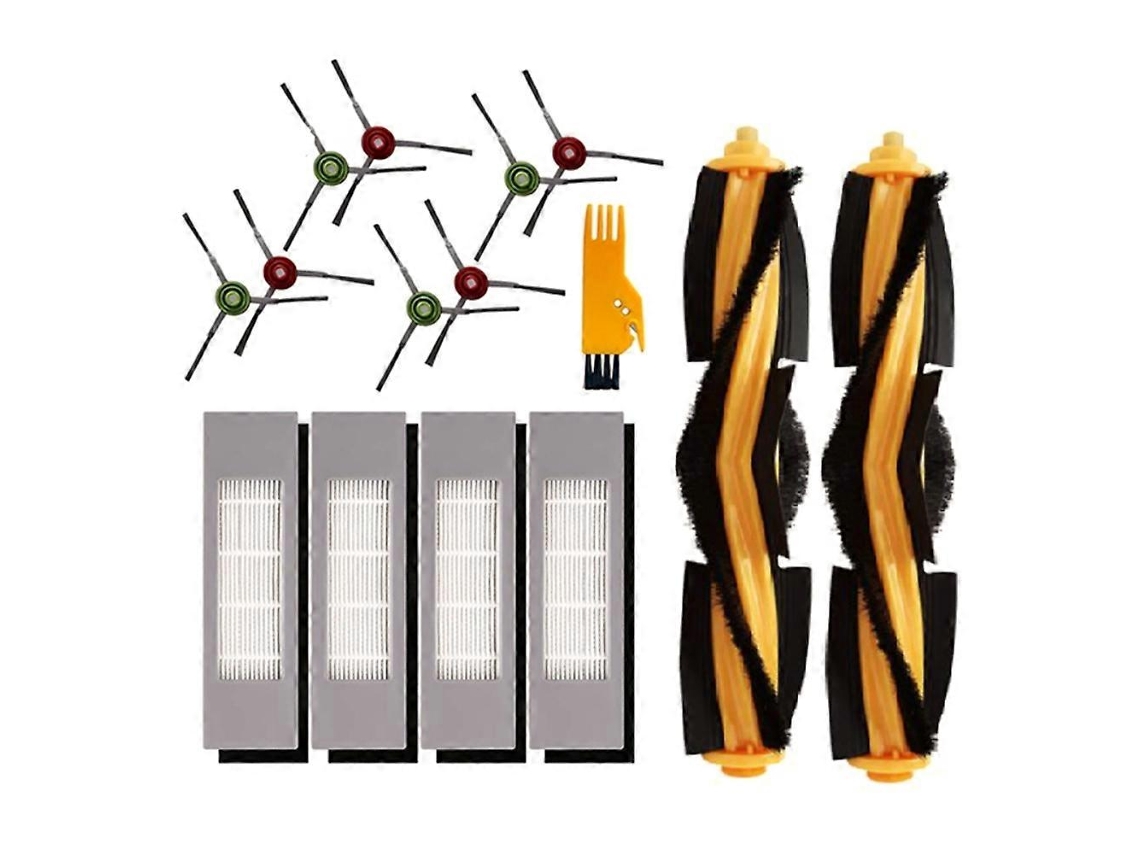 Kit Com 15 Peças De Acessórios Para Aspirador Robô Ecovacs Deebot Ozmo Séries 920, 950, T5, T8 E T9: Escova Lateral Principal E Filtro Hepa.