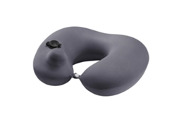 Travesseiro Cervical Inflável Portátil, Seda, para Voos, Carro e Trem, Cinza, AQUAFORGE