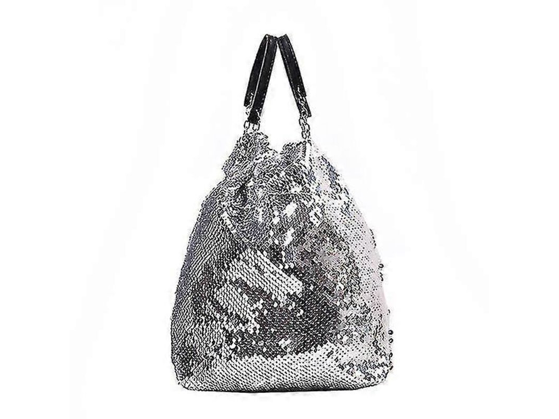 Bolsa de Cubo com Lentejuelas, Cordão, Mulher, Mochila Bandolera com Cadeia, Bolsa Tote Elegante S/MARCA