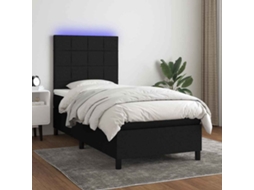 Vidaxl Cama Box Spring C/ Colchão E Led 90x200 Cm Tecido Preto