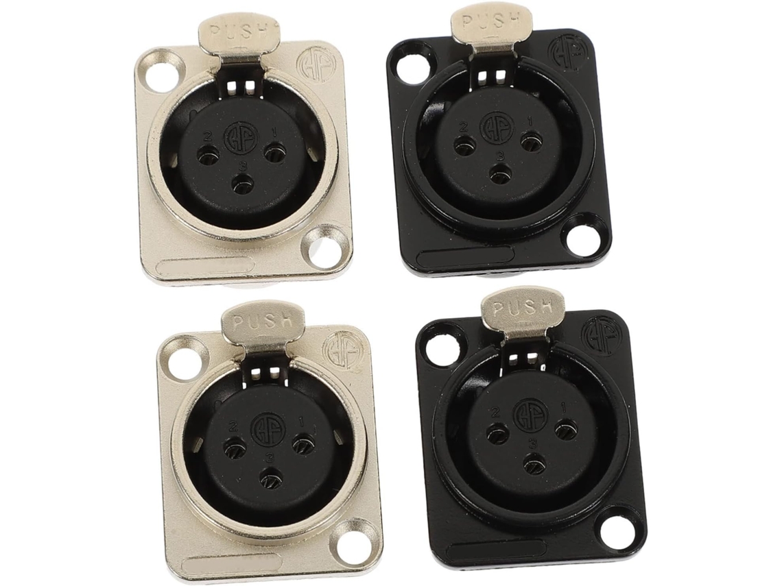 Conjunto De 4 Conectores Xlr Fêmea Para Montagem Em Painel, Conectores Retos Para Alto Falantes, Con Gokoco