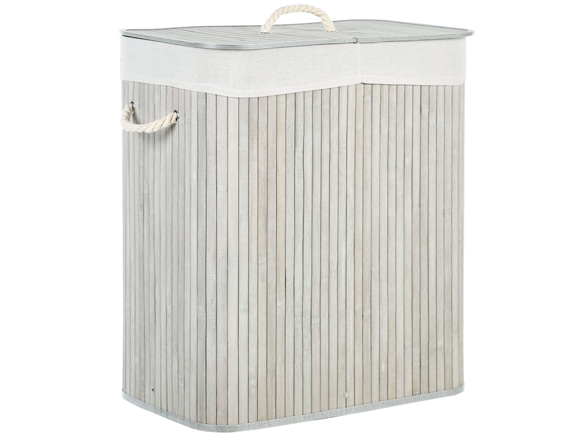 Canasta Decorativa Beliani Kandy De Bambú Gris 50x30x60