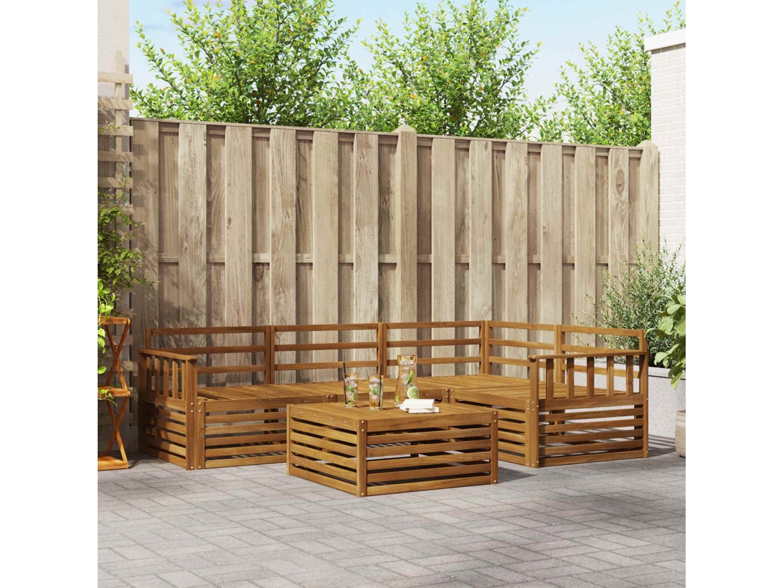 Vidaxl Conjunto De Sofás Para Exterior 5 Pcs Natural