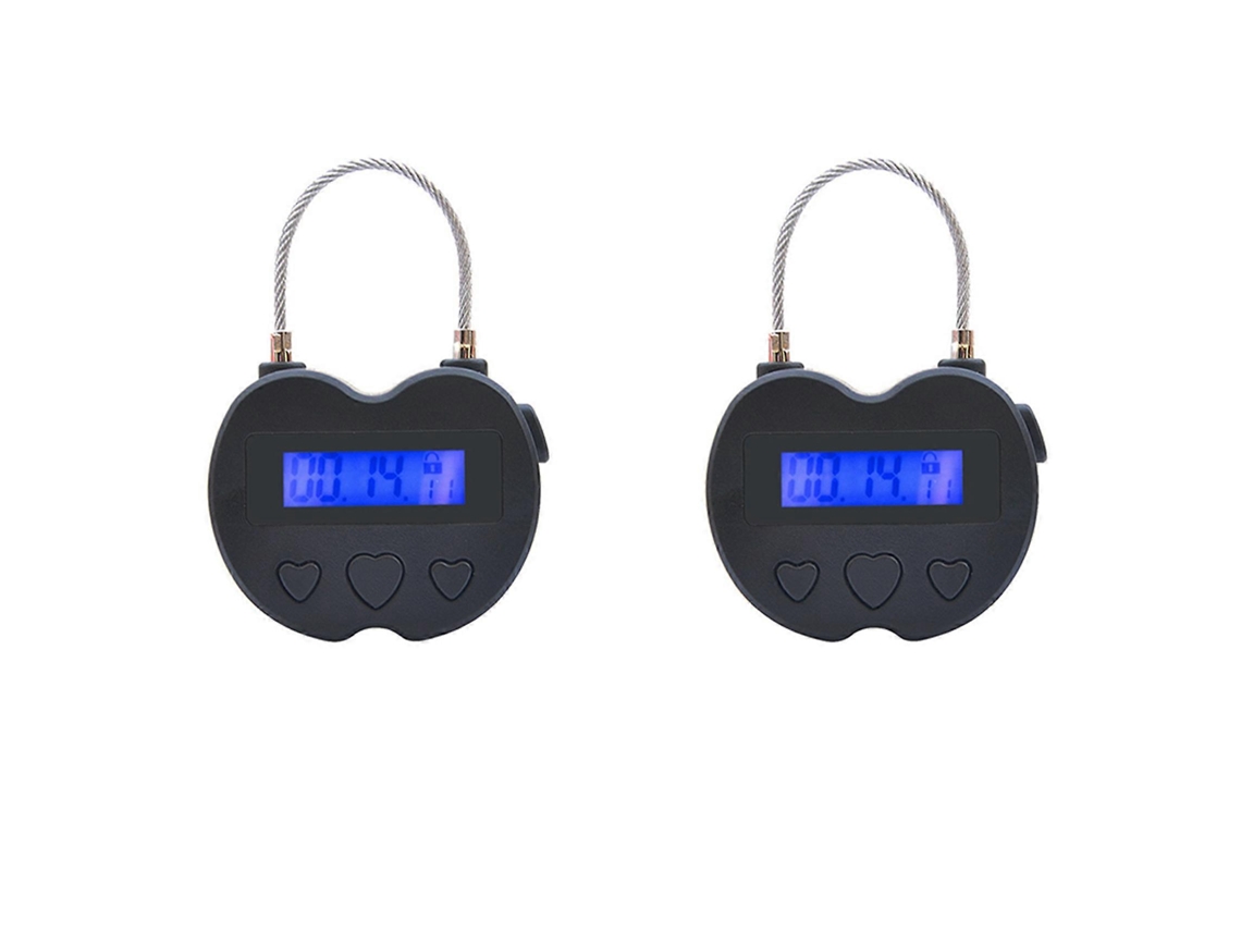 Candado Temporal Inteligente com Tela LCD Recarregável USB para Viagens e Segurança 2x Negro | S/MARCA