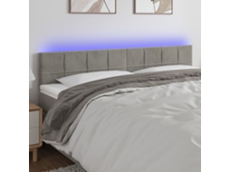 Vidaxl Cabeceira De Cama C/luzes Led Veludo 180x5x78/88 Cm Cinza-claro