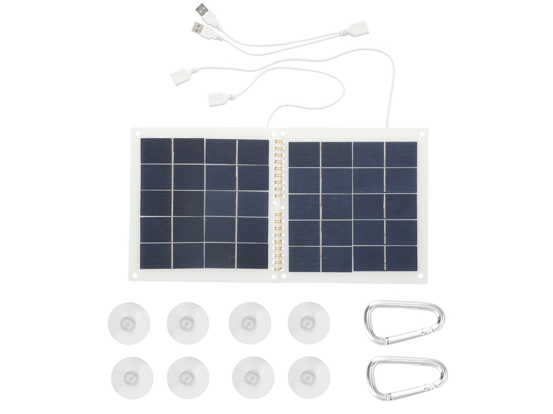 Painel Solar Portátil 14W Waterproof Foldable Carregador Solar com Cabo USB 2 em 1