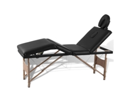 Vidaxl Mesa De Massagens Dobrável 4 Zonas + Estrutura De Madeira Preto