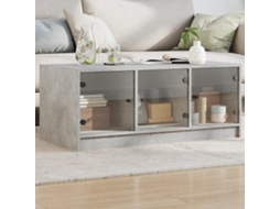 Vidaxl Mesa De Centro C/ Portas De Vidro 102x50x42 Cm Cinza Cimento