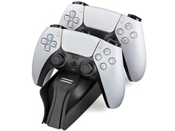 SNAKEBYTE Ps5 Twin Charge 5 Preto Estação de Carregamento Playstation 5 para Controlador Dualsense Carregador para 2 Controladores Sem Fio