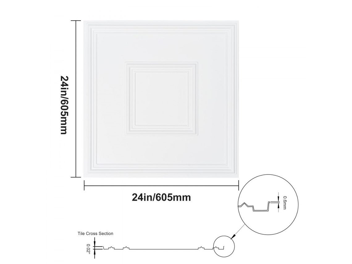 Conjunto De 12 Placas De Teto Em Pvc 605x605 Mm Branco Com Design Geométrico Tekmaquinas