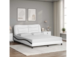 Vidaxl Estrutura De Cama Sem Colchão Hvar 160x200 Couro Artif. Branco/preto