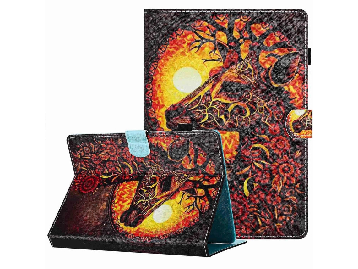 Capa de couro para tablet Webake com padrão pintado e costura