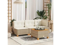 Vidaxl Mesa De Jardim 55x55x36 Cm Vime Pe E Madeira De Acácia Bege