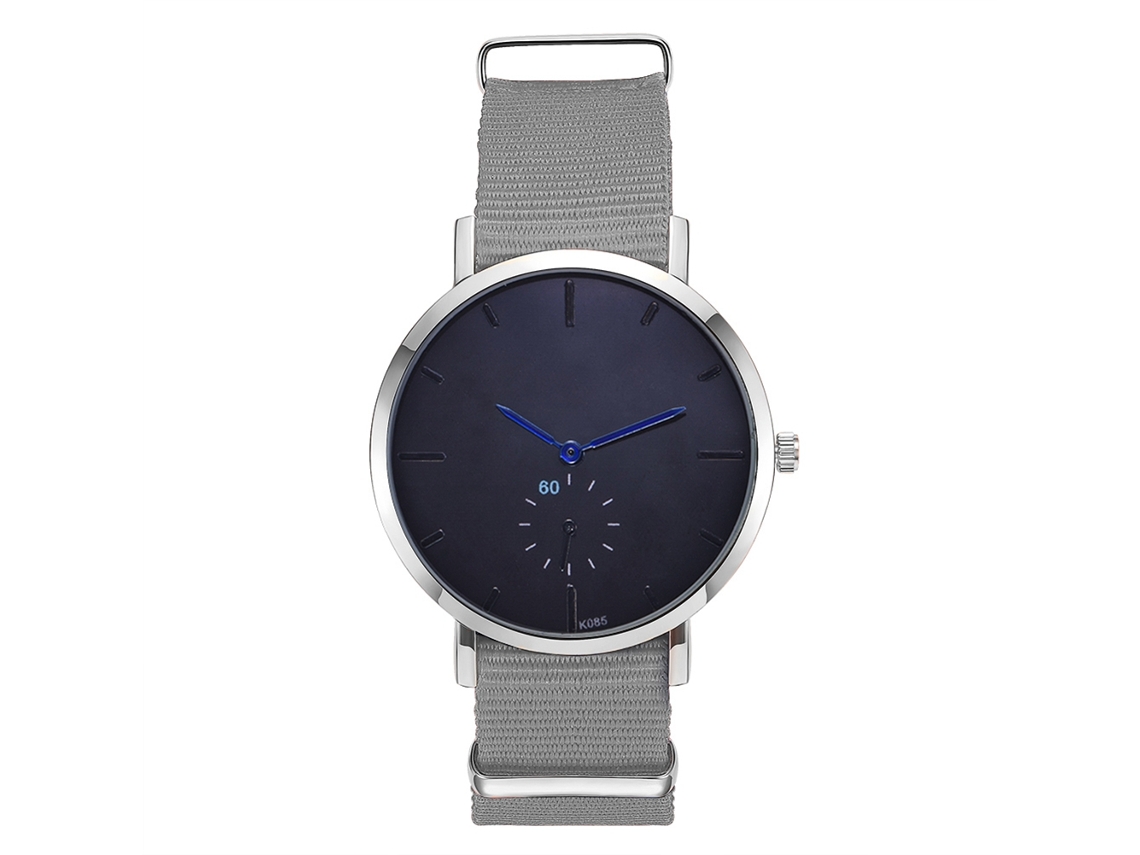 Relógio de pulso masculino de quartzo com mostrador de liga metálica, estilo casual e moderno, cinza.