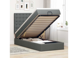 Estrutura Cama Otomana Colchão 80x200 Cm Tecido Cinzento Escuro