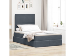 Vidaxl Cama com Arrumação e Colchão Cinza Escuro 120 X 200 Cm Veludo