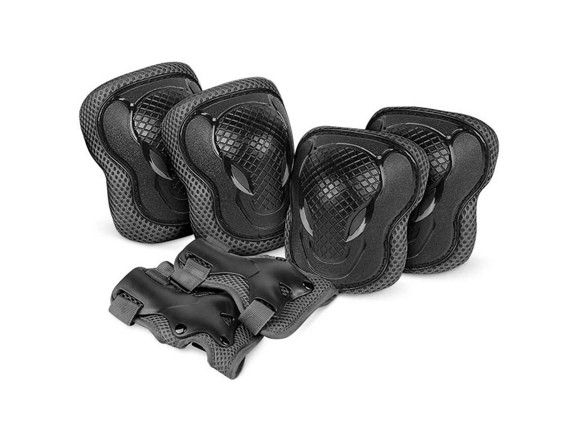 Conjunto Proteção Infantil Preto Patins Rodas Cotoveleiras Joelheiras Pulso