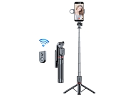Lurelia Tripé Para Selfie Extensível, Para Telemóvel, Em Aço Inoxidável, Preto