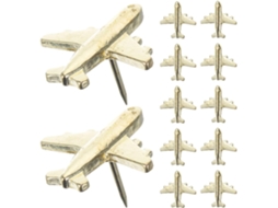 Tachinhas Aboofan de Metal Dourado em Formato Avião para Cortiça Quadros, 24 Peças, Multifuncional para Decoração