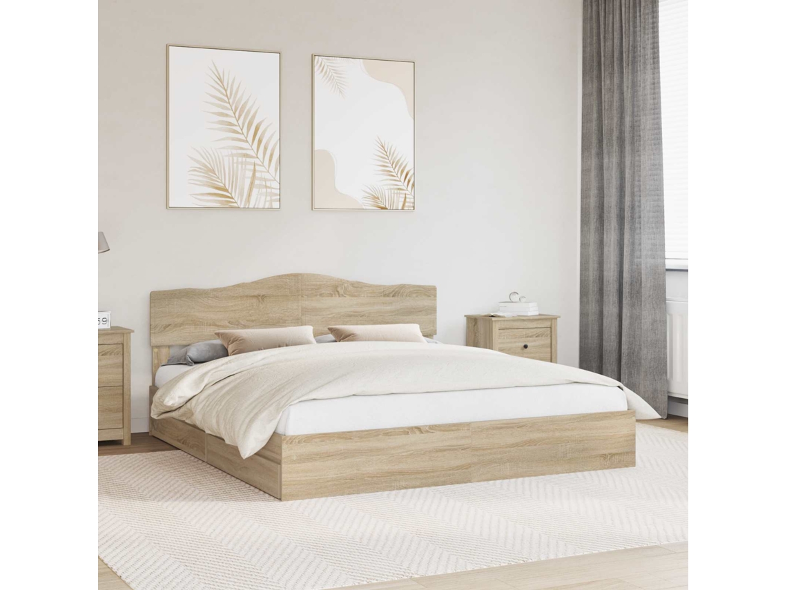 Vidaxl Cama Com Armazenamento Com Gaveta Carvalho Sonoma 180 X 200 Cm