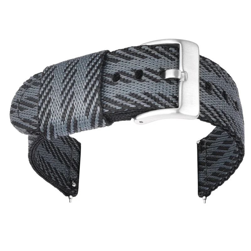 Bracelete Szsmart De Relógio Elegante De Nylon 24/22/20/18 Mm Com Fivela Preta E Prateada De 24 Polegadas