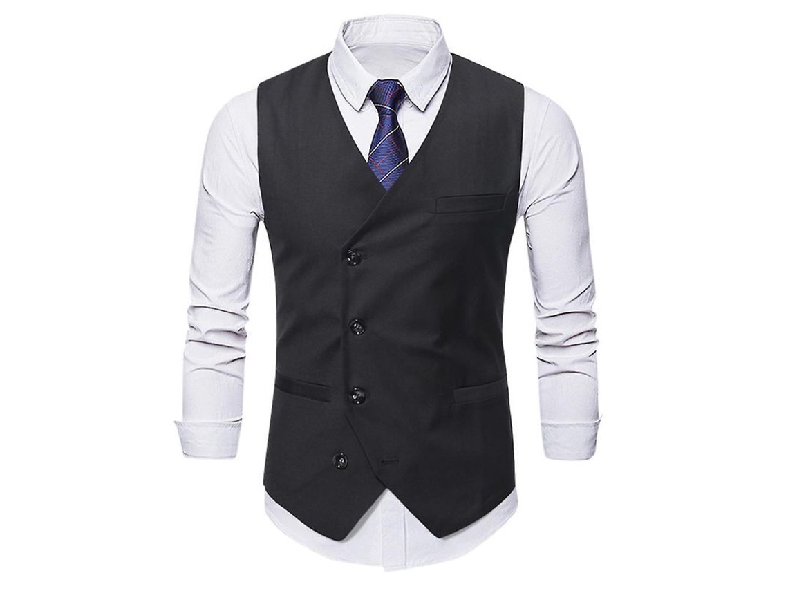 2026 chaleco de Cuello En V para Hombre Mystdiy Talla S a 2xl Estampado Liso Un Botón Otoño Casual