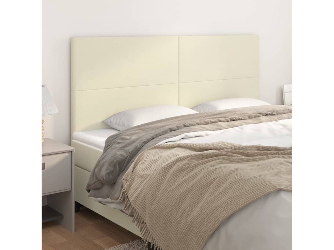 Vidaxl Cabeceira Creme 160x5x118/128 Cm Couro Sintético