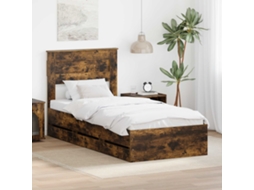 Vidaxl Estrutura Da Cama Com Gaveta Carvalho Defumado 75 X 190 Cm