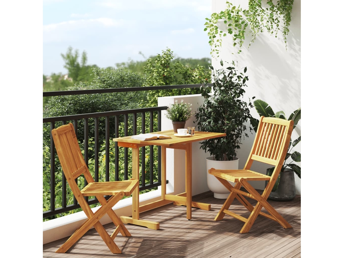 Vidaxl 3 Pcs Conjunto Jantar Dobrável P/ Jardim Madeira Acácia Maciça