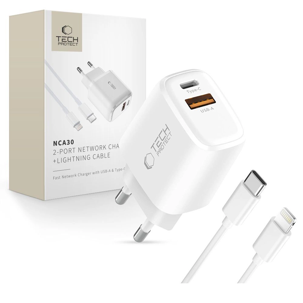 Carregador de Parede TECH PROTECT Nca30 Pd 30w Qc3.0 para Lightning Usb a