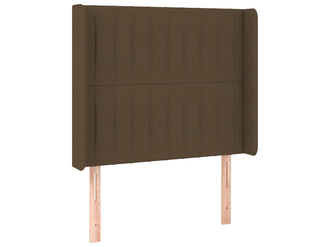 Vidaxl Cabeceira Cama C/ Abas Tecido 83x16x118/128 Cm Castanho-escuro