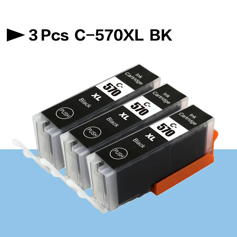 3 Unidades C-570xl Bkpgi-570 Cli-571 Pgi570xl Bk Para Canon Pixma Mg5750 Mg5751 Mg5752 Mg5753 Mg6850 Mg7750 Ts5050 Ts5051 Ts5052