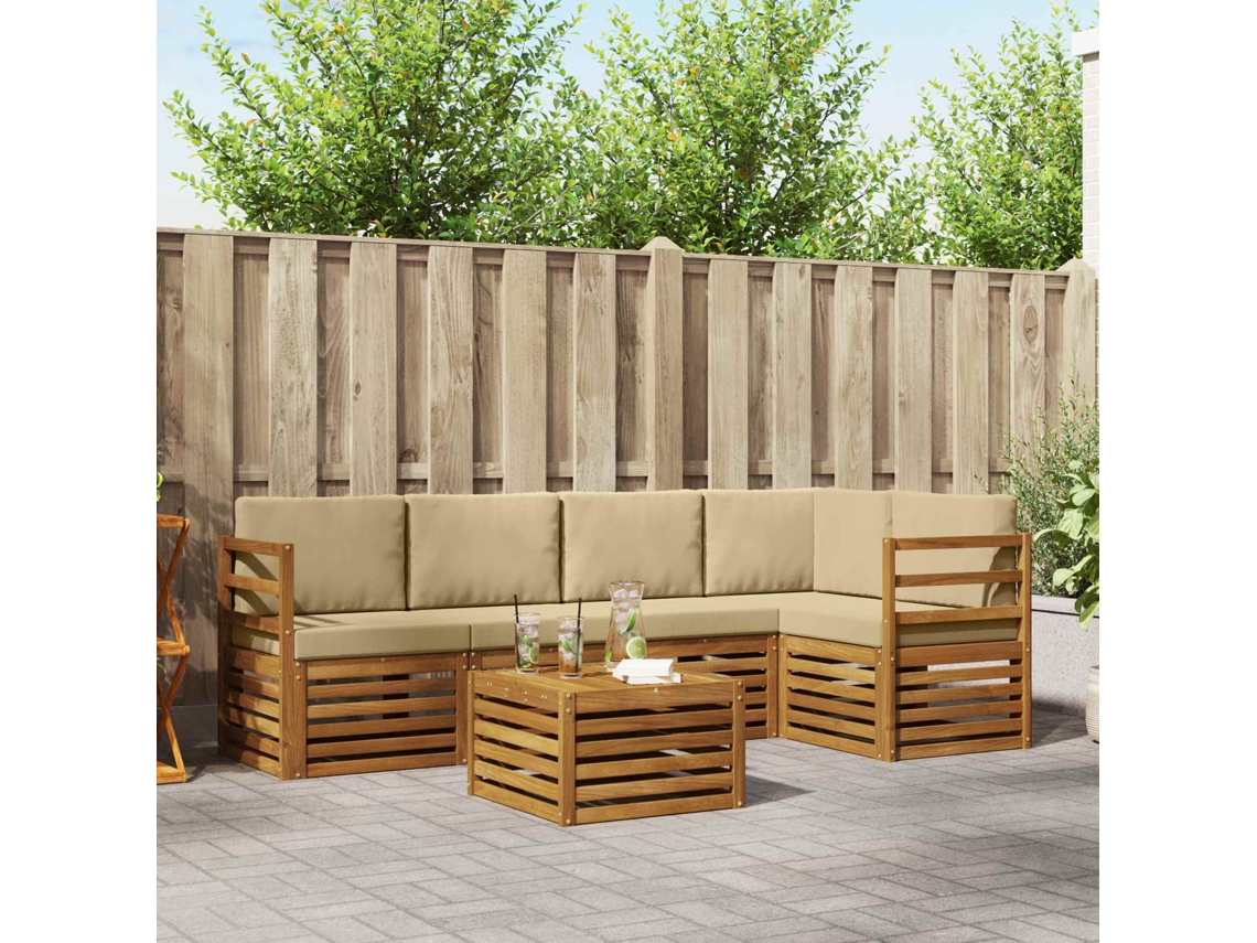 Vidaxl Conjunto De Sofás Para Exterior 6 Unid. Natural E Bege