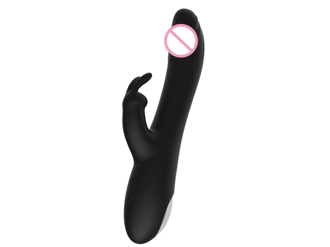 Vibrador Fmea De Coelho Telescpico De Motor Duplo De 10 Velocidades (preto)