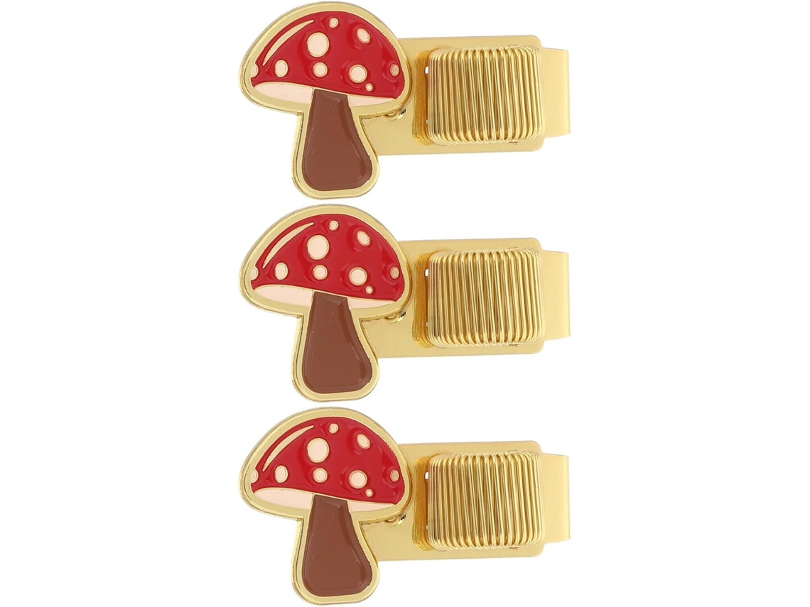 Clipes Caneta Com Mola Em Liga Zinco Secfou 3 Unidades, Desenho Decorativo Em Formato Cogumelo, Clipe Metal